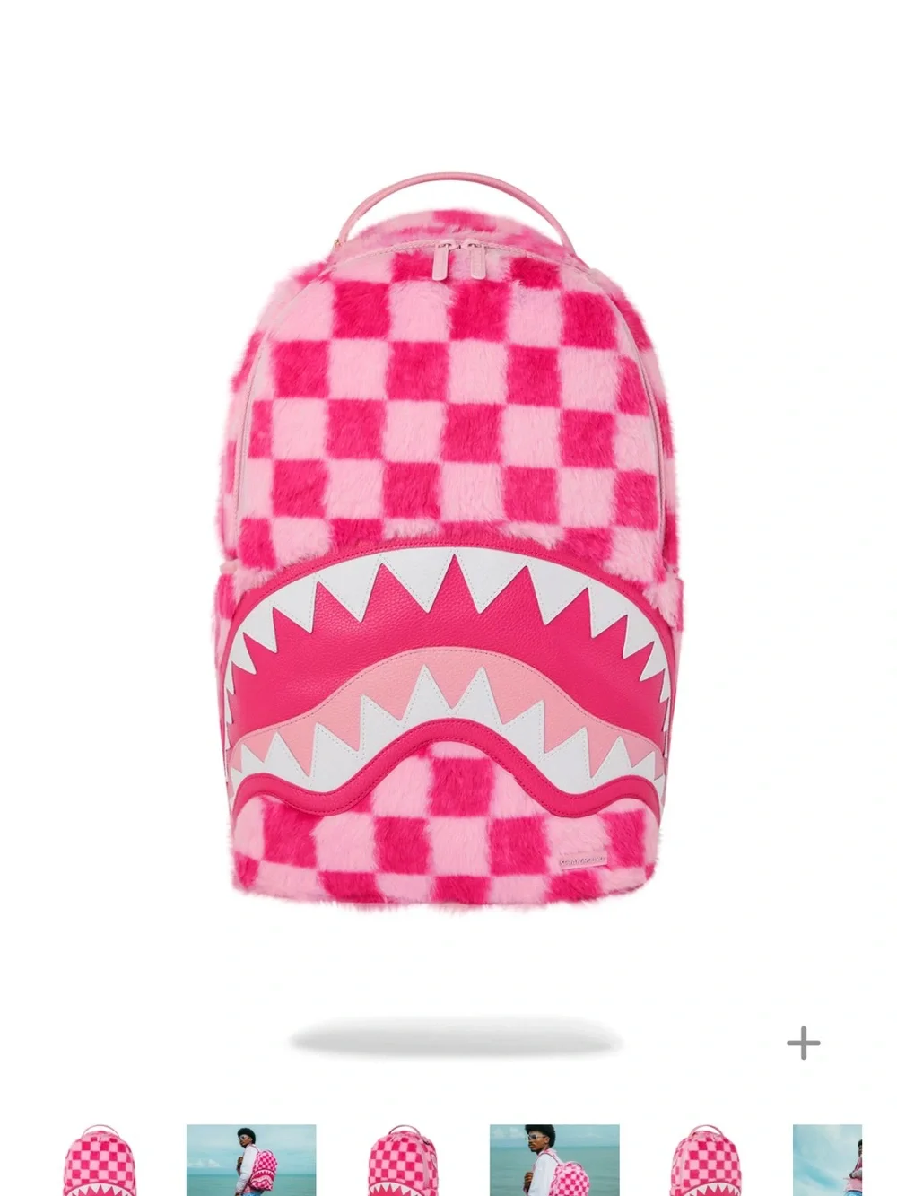 Sprayground Pink Checkered Shark Backpack (FIRM PRICE)